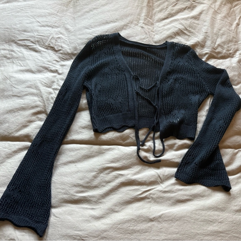Black Knit Cropped Cardigan